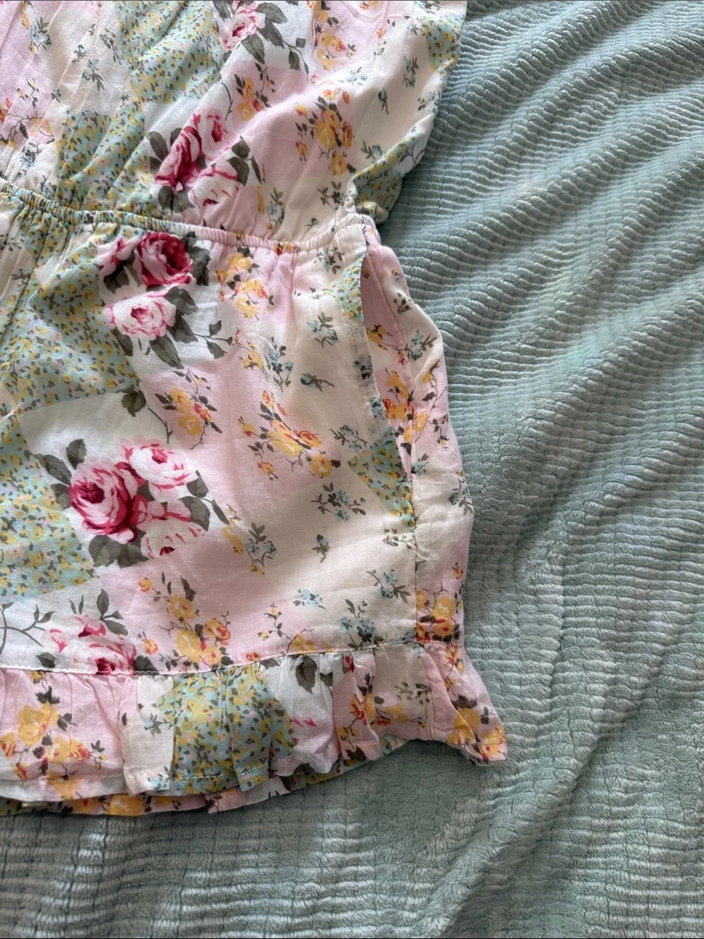 abercrombie Girls Pink Floral Sundress Romper with Ruffle Hem